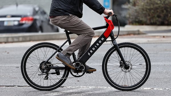 Jeff Beach takes his new e-bike from Edison Electric Bicycle for a test ride. Atlanta City Council members are looking to extend the city’s popular e-bike voucher program. (Natrice Miller/AJC 2022)