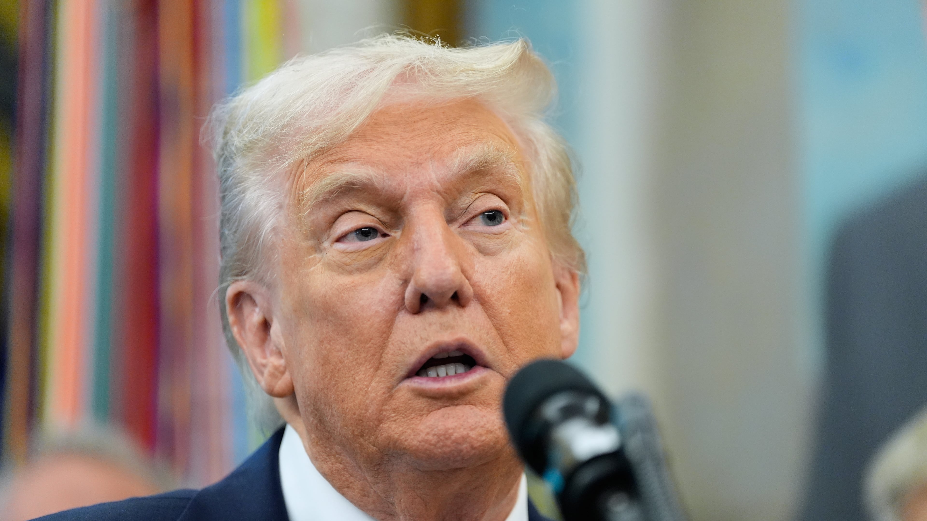 President Donald Trump speaks in the Oval Office of the White House, Tuesday, Sept. 30, 2025, in Washington. (AP Photo/Alex Brandon)