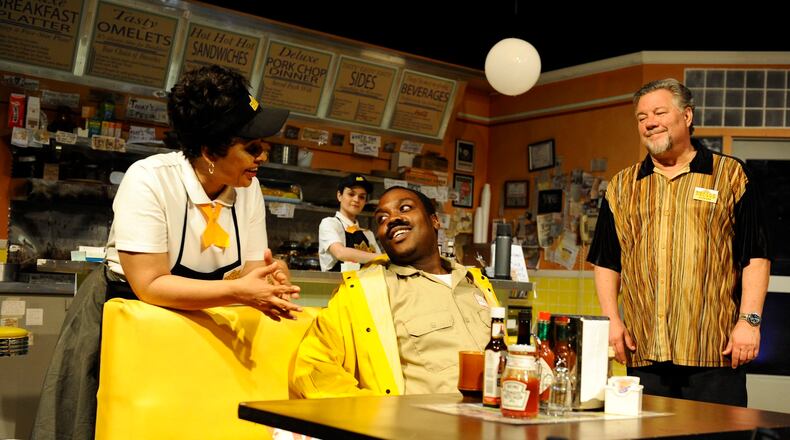 Horizon Theatre premiered Atlanta playwrights Larry Larson and Eddie Levi Lee’s “Waffle Palace Christmas,” in 2018, which featured (from left) Marguerite Hannah, Maria Rodriguez Sager, Enoch King and Larson. The theater received a CARES grant during the coronavirus crisis. (CONTRIBUTED: Horizon Theatre)
