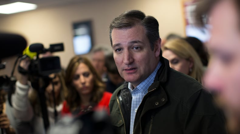 Republican presidential candidate Sen. Ted Cruz, R-Texas, holds a press conference in Manchester, Iowa, on Monday. AP/Evan Vucci