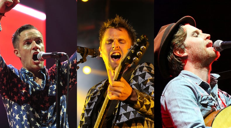 The Shaky Knees Festival in 2023 from May 5-7 at Central Park in Atlanta features three headliners (left-right): The Killers, Muse and The Lumineers. AP/ROBB COHEN