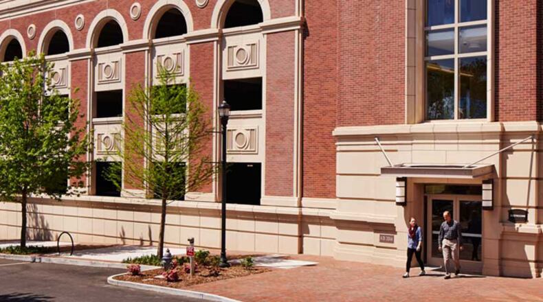 The City Center parking structure across from Alpharetta City Hall is the downtown area’s largest deck, completed in 2014 with 450 spaces. The City Council has approved plans for a new deck to the west on Milton Avenue. CITY OF ALPHARETTA