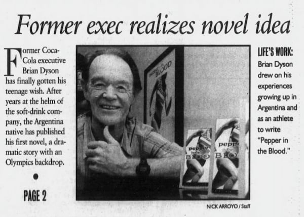 A snippet from a 1996 article when Brian Dyson released his book, "Pepper in the Blood." (AJC archive)