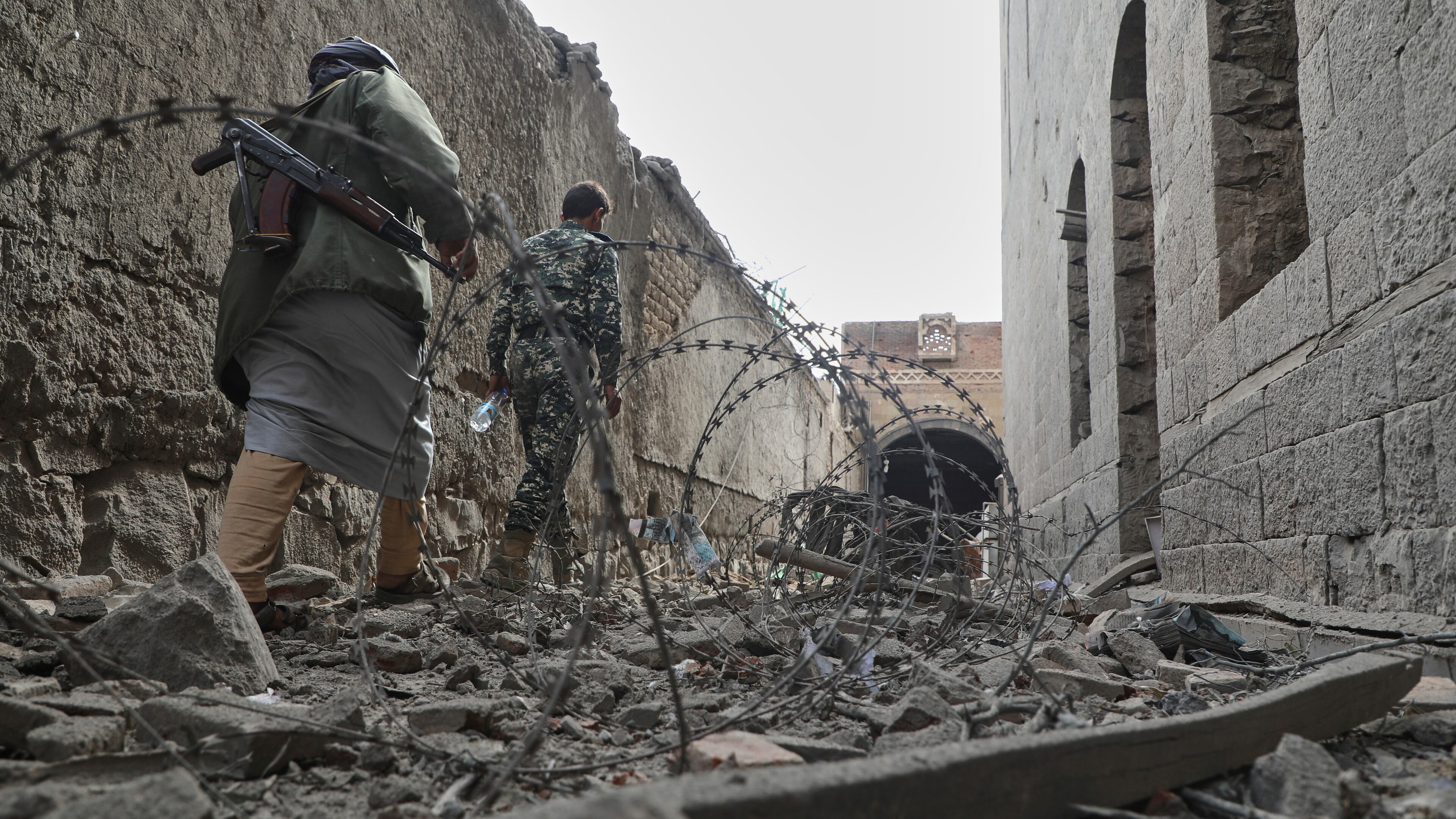 People inspect the damage at the National Museum, following the Israeli airstrikes on Wednesday in Sanaa, Yemen, Thursday, Sept. 11, 2025. (AP Photo/Osamah Abdulrahman)