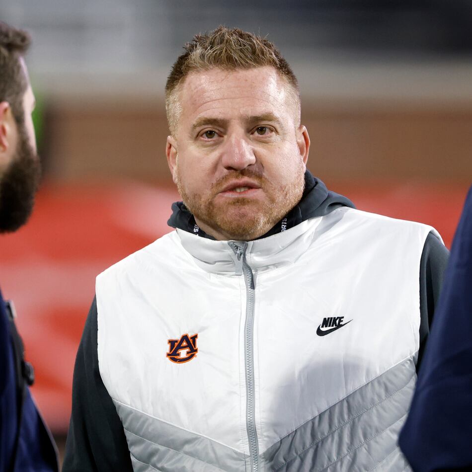 Auburn coach Alex Golesh, whose Tigers play Baylor at Mercedes-Benz Stadium in the Aflac Kickoff Game on Saturday, has heard plenty about the imbalance in the Deep South’s Oldest Rivalry. (Butch Dill/AP)