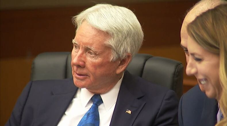 Tex McIver sits with his defense team before closing arguments in his murder trial on April 17, 2018 at the Fulton County Courthouse. (Channel 2 Action News)