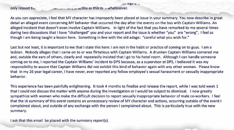 Internal emails show a Department of Public Safety staff attorney battling for her professional reputation after complaining of sexual harassment.