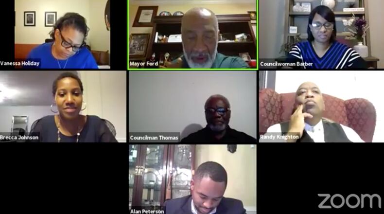 The April 12 virtual meeting of the Stockbridge City Council.