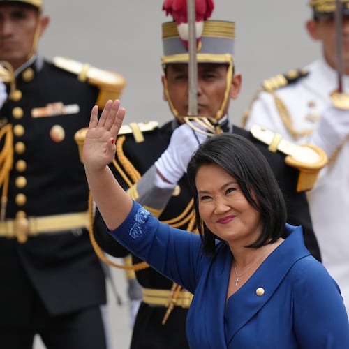 President-elect Keiko Fujimori arrives at Congress before her inauguration in Lima, Peru, Tuesday, July 28, 2026. (AP Photo/Miguel Paredes)
