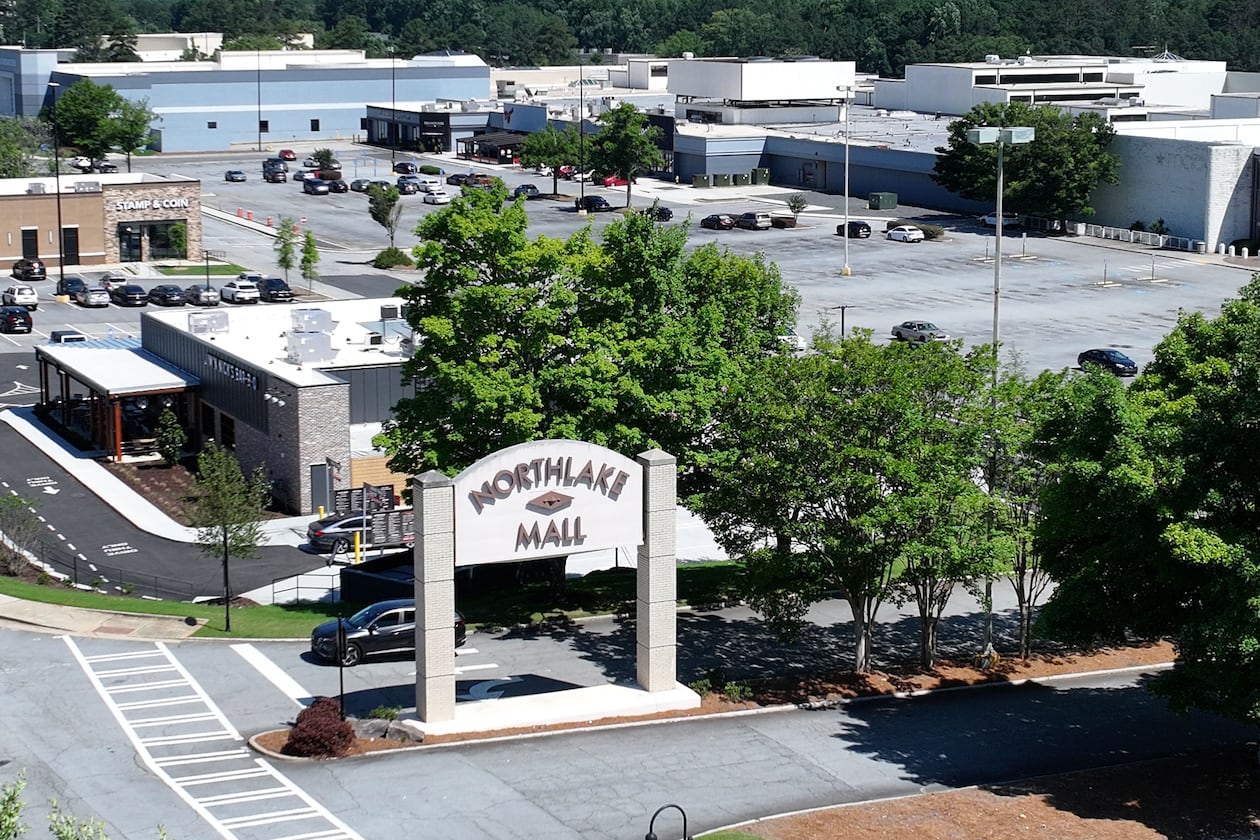 Aerial view of Northlake Mall on Wednesday, June 3, 2026. Northlake Mall is evicting a number of tenants under reports of a potential sale. Part of the mall was converted to offices occupied by Emory Healthcare, which won't be impacted. (Hyosub Shin/AJC)