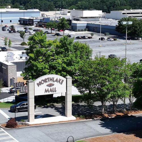 Aerial view of Northlake Mall on Wednesday, June 3, 2026. Northlake Mall is evicting a number of tenants under reports of a potential sale. Part of the mall was converted to offices occupied by Emory Healthcare, which won't be impacted. (Hyosub Shin/AJC)