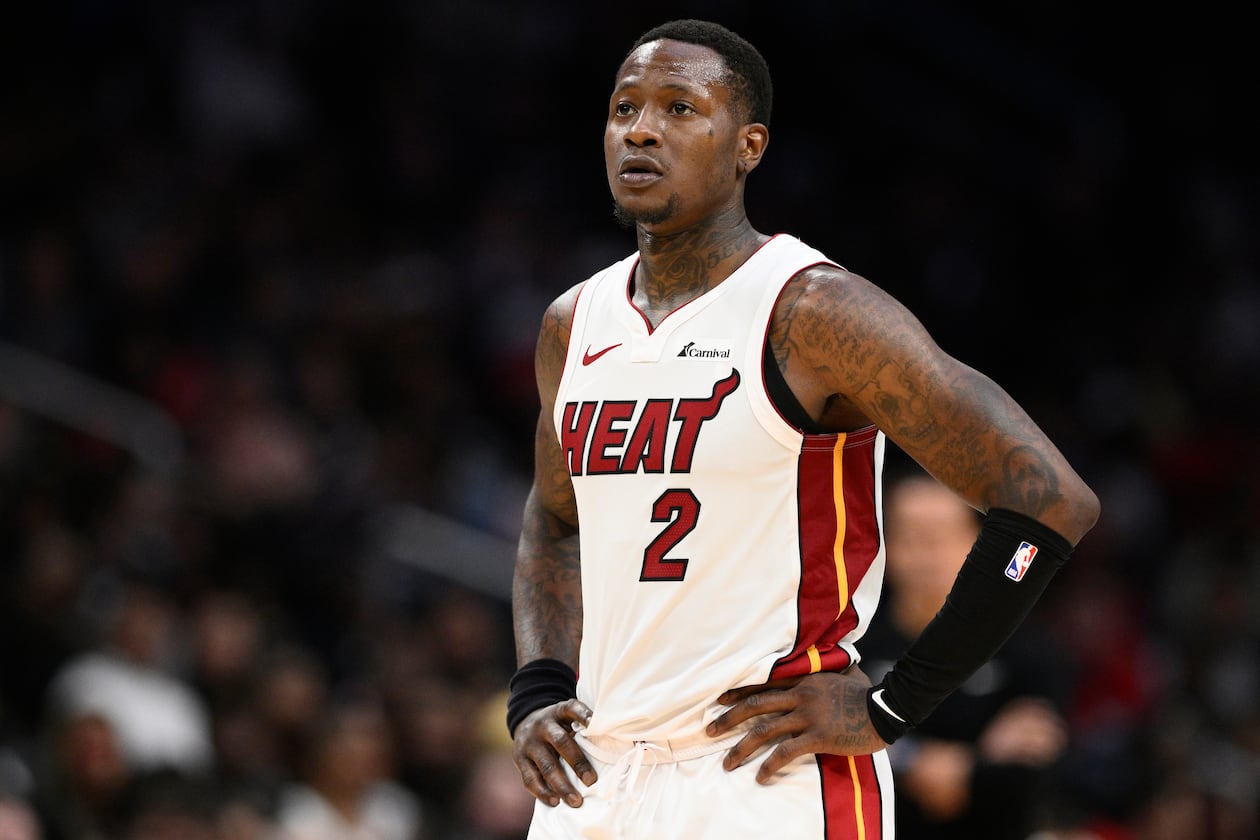 Miami Heat guard Terry Rozier is at the center of an alleged sports gambling scheme that involved player prop bets. (Nick Wass/AP FILE)