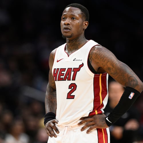 Miami Heat guard Terry Rozier is at the center of an alleged sports gambling scheme that involved player prop bets. (Nick Wass/AP FILE)