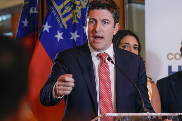 U.S. House Administration Committee Chairman Bryan Steil, R-Wis., speaks during a press conference announcing Republicans' new election bill, which is modeled in part on Georgia law. (Natrice Miller/natrice.miller@ajc.com)