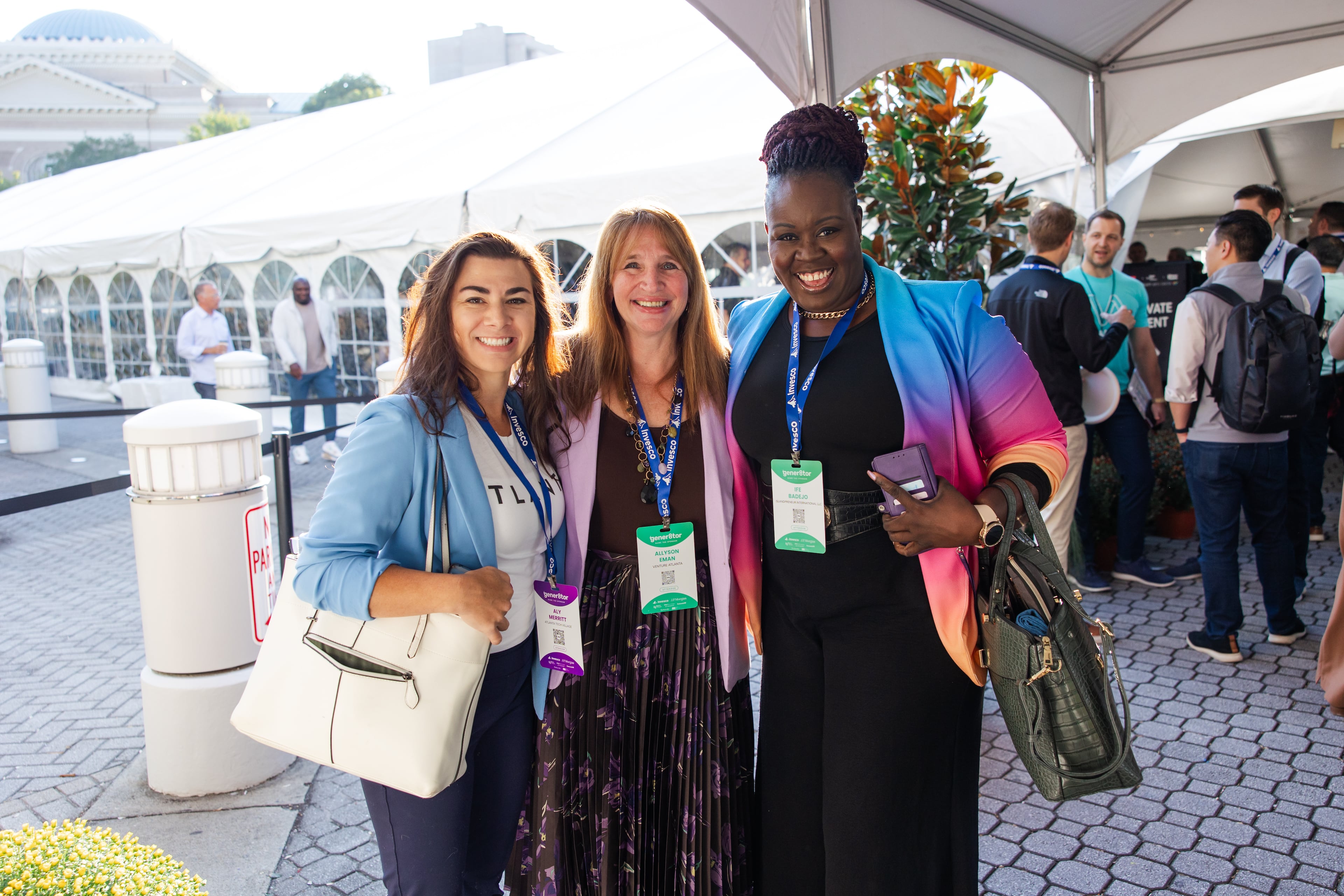 Allyson Eman, center, CEO of Venture Atlanta, with attendees of the venture capital conference. Eman is being recognized for her work by the Technology Executives Roundtable. (Courtesy of Venture Atlanta)