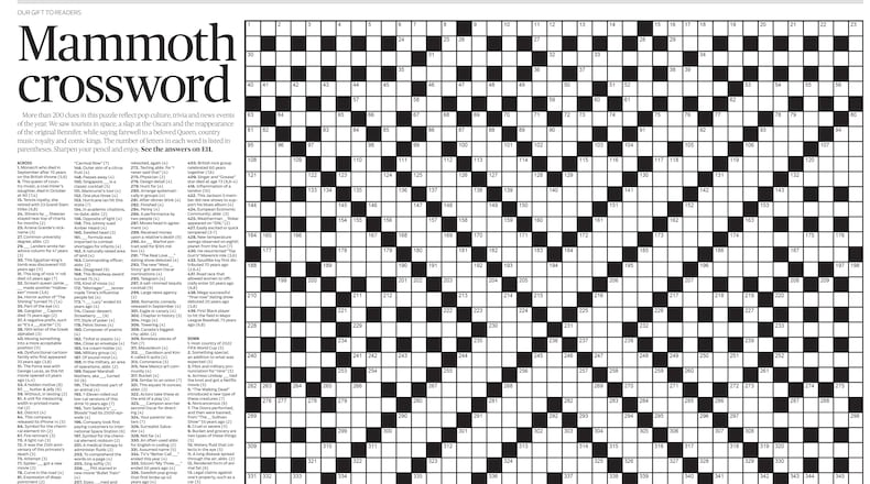 mammoth crossword puzzle in print 2022