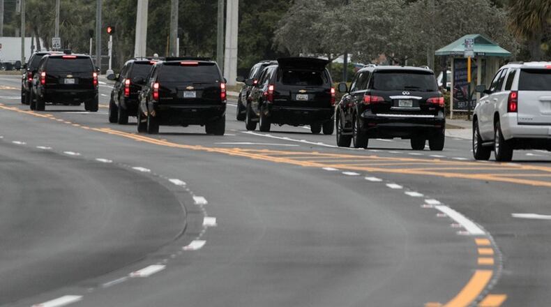 President Donald Trump's motorcade left Mar-a-Lago on Saturday and headed toward the Trump International GolF Club.