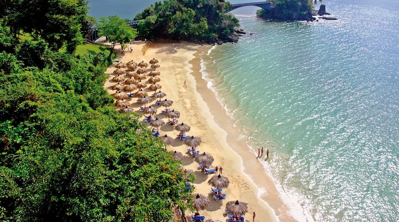 The recently re-opened Bahia Principe Grand Cayacoa resort in the Dominican Republic sits on the pristine sands and waters of on Samaná Bay.
Courtesy of Bahia Principe Hotels & Resorts