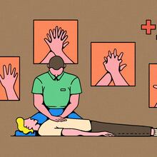 CPR keeps blood flow active in the patient, increasing their odds of being successfully resuscitated once trained medical help arrives. (Illustration: Broly Su/AJC)