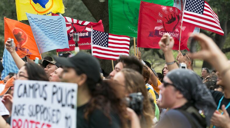 Students around the country are concerned about the safety of immigrants on their campuses. This is a recent protest in Texas. RALPH BARRERA/AMERICAN-STATESMAN