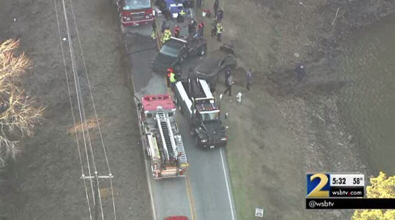DeKalb County fire crews pulled a submerged car out of Lake Norris. (Credit: Channel 2 Action News)