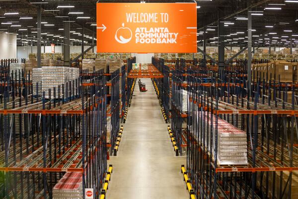 The 435,000-square-foot warehouse at Atlanta Community Food Bank Distribution Center is seen on Wednesday, October 29, 2025. The Atlanta Community Food Bank is using $5 million from its reserves to buy 6 million pounds of food for distribution over the next four weeks. This action is a direct response to the ending of SNAP benefits and the federal government shutdown.
(Miguel Martinez/AJC)