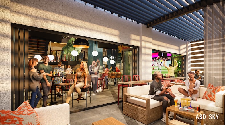 A rendering of the patio at Wild Leap in downtown Atlanta.