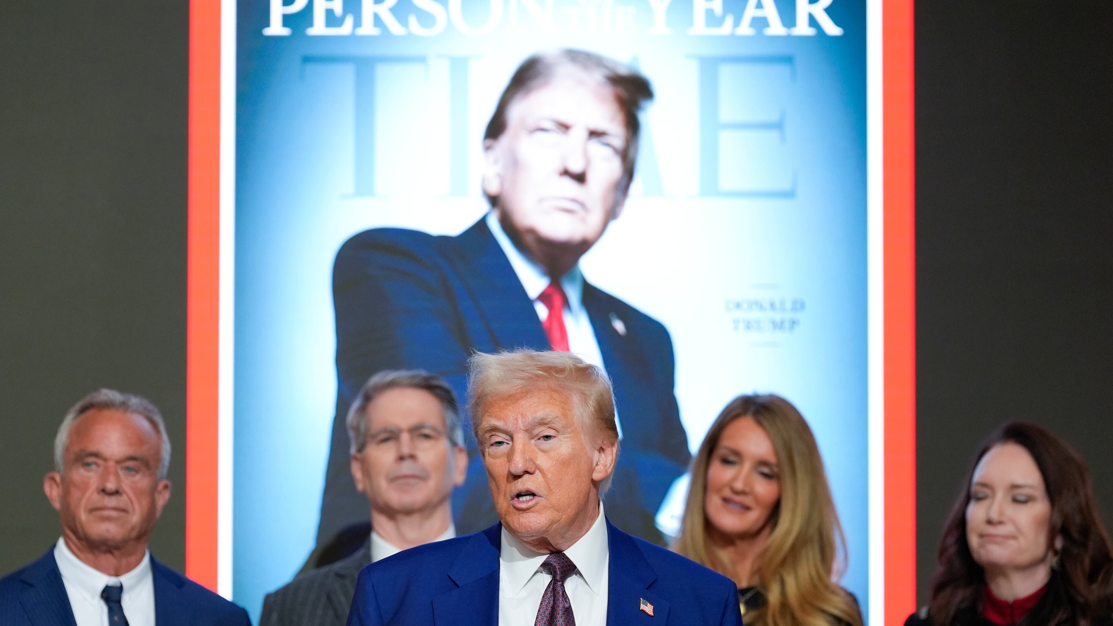 FILE - President-elect Donald Trump speaks during a Time magazine Person of the Year event at the New York Stock Exchange, Dec. 12, 2024, in New York. (AP Photo/Alex Brandon, File)