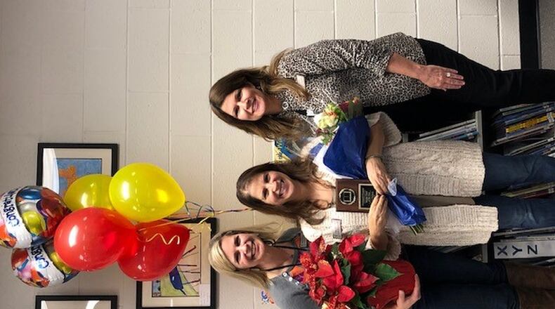 Gwinnett County Public Schools named Lee Nichols, from Burnette Elementary School, as its 2019 Media Clerk of the Year. Pictured L-R: Burnette Elementary Media Specialist Traci Costilow, Media Clerk Lee Nichols, and Principal Kim Reed.