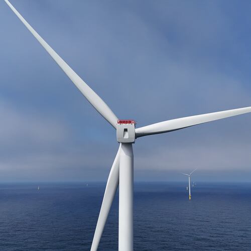 FILE - Turbines are visible at Sunrise Wind offshore wind farm that is under construction off the coast of Montauk Point, New York, April 23, 2026. (AP Photo/Joshua A. Bickel, File)