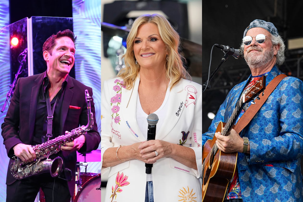 Dave Koz, Trisha Yearwood and Robert Earl Keen are all holding Christmas tours that stop in Atlanta in 2025. (Courtesy of AP)