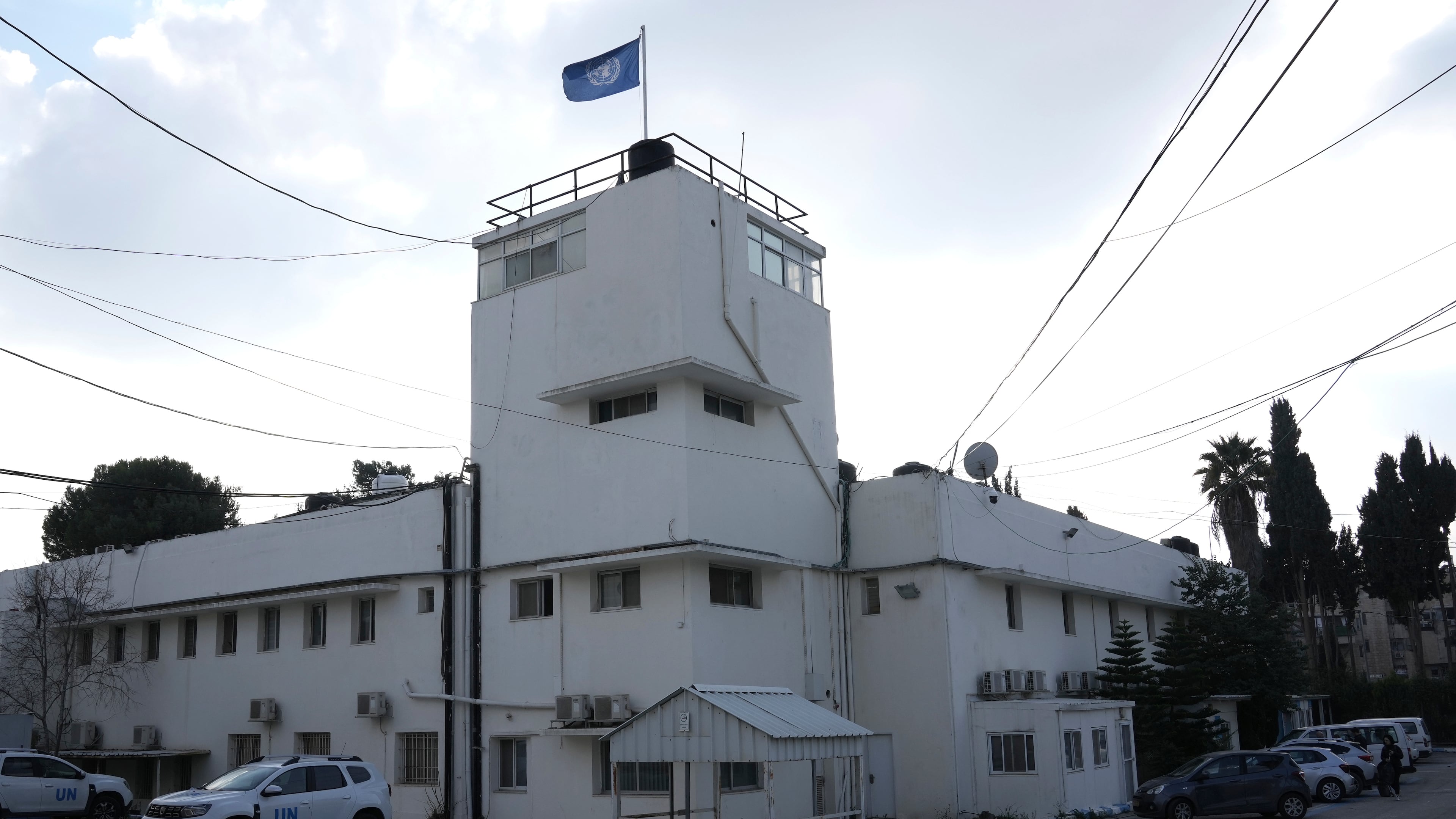 FILE - Offices of the United Nations agency for Palestinian refugees, known as UNRWA, are seen in the Shuafat refugee camp in Jerusalem, Monday, Jan. 27, 2025. (AP Photo/Mahmoud Illean, File)