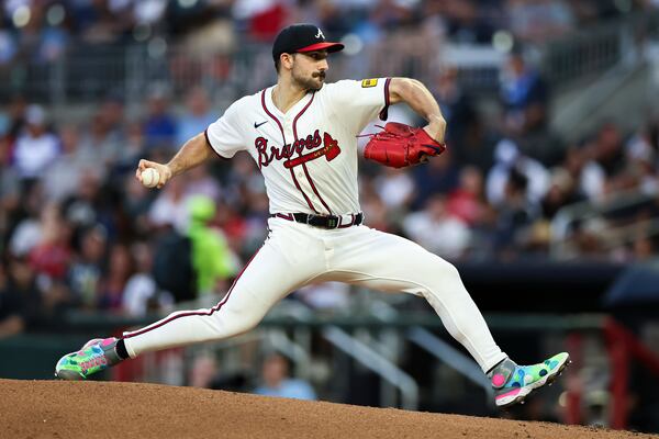 Braves pitcher Spencer Strider delivers in the third inning against the Chicago White Sox on Monday, Aug. 18, 2025, in Atlanta. Ultimately, the team couldn’t overcome an early hole caused by its uneven ace starter. (Colin Hubbard/AP)