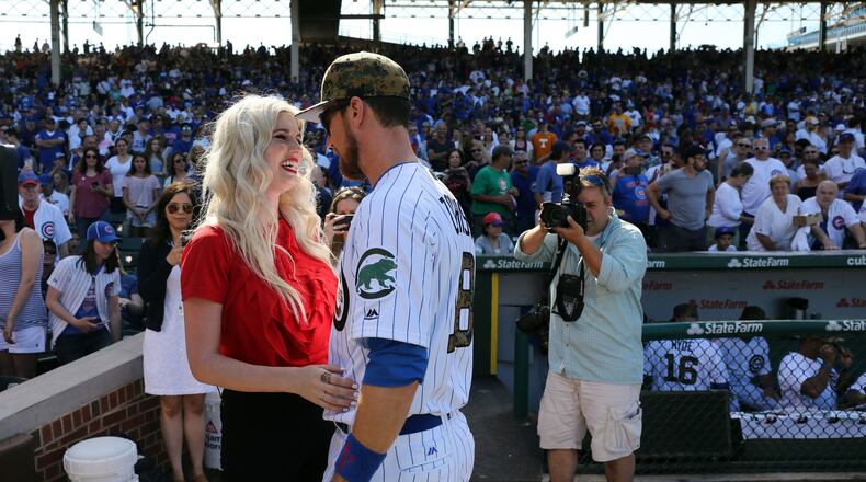 Ben and Julianna Zobrist, who filed for divorce in May 2019 after 14 years of marriage, are scheduled to appear in court next month in what has become a lengthy and public dispute; Ben alleged in a lawsuit filed in May that Julianna had a year-long affair with their Nashville pastor Bryon Yawn. (Brian Cassella/Chicago Tribune/TNS)