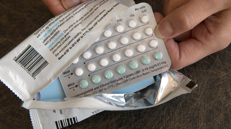 A new service in Georgia called Nurx aims to skip the obstacles many patients face in obtaining drugs such as HIV treatments and birth control, including emergency contraception. Shown here, a one-month pack of hormonal birth control pills. (AP Photo/Rich Pedroncelli)