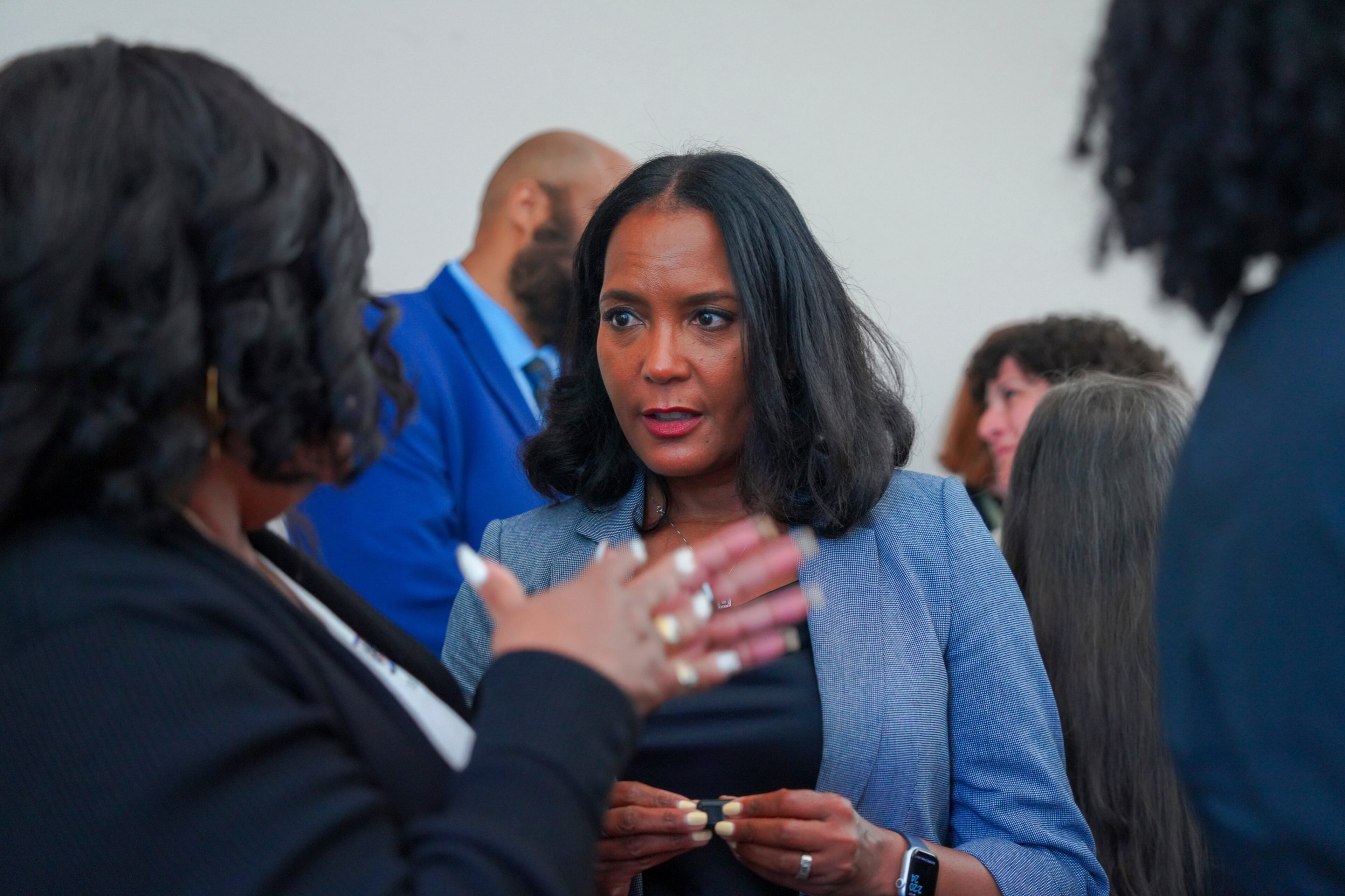 Democratic gubernatorial candidate Keisha Lance Bottoms, who is a former Atlanta mayor, recently met with workers from the Centers for Disease Control and Prevention who lost their jobs at a gathering in Clarkston.