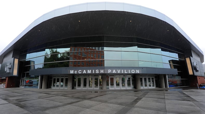 This is an exterior view of Georgia Tech's McCamish Pavilion. JOHNNY CRAWFORD /JCRAWFORD@AJC.COM