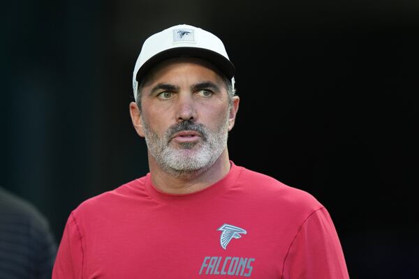 “I thought Tua (Tagovailoa) did a nice job operating,” Falcons coach Kevin Stefanski says of Friday night’s matchup against the Dolphins. “Obviously, moved the football there for a couple drives. … I thought he handled the game really well.” (Lynne Sladky/AP)