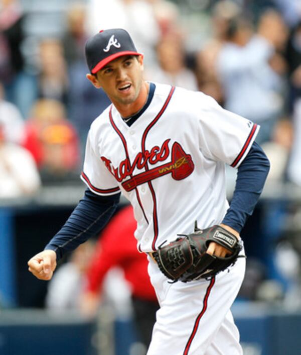 at Turner Field on May 17, 2011 in Atlanta, Georgia. Cory Gearrin is one of five Braves on the 40-man roster who are out of minor-league options, meaning he can't be sent to the minors without first clearing waivers.