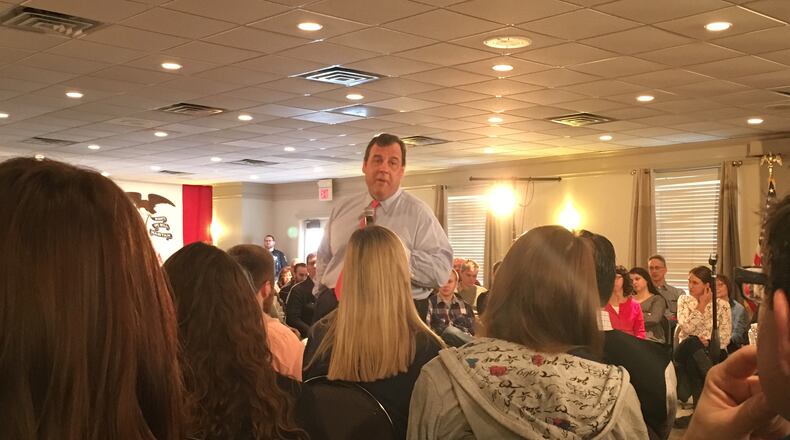 New Jersey Gov. Chris Christie campaigns in Iowa City.