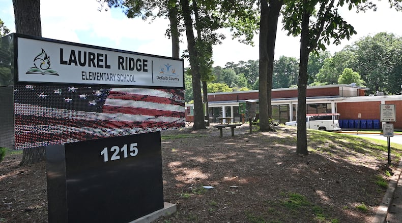 The exterior of Laurel Ridge Elementary School in Decatur on  July 1, 2021. A materials delay is holding up DeKalb County School District's project to replace all 93 windows at Laurel Ridge Elementary School. Testing done in spring 2020 on paint around the windows came back positive for lead. (Hyosub Shin / Hyosub.Shin@ajc.com)