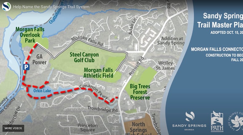 This first segment of the Sandy Springs Master Plan Trail System will connect between Roswell Road and Morgan Falls Overlook Park. COURTESY CITY OF SANDY SPRINGS