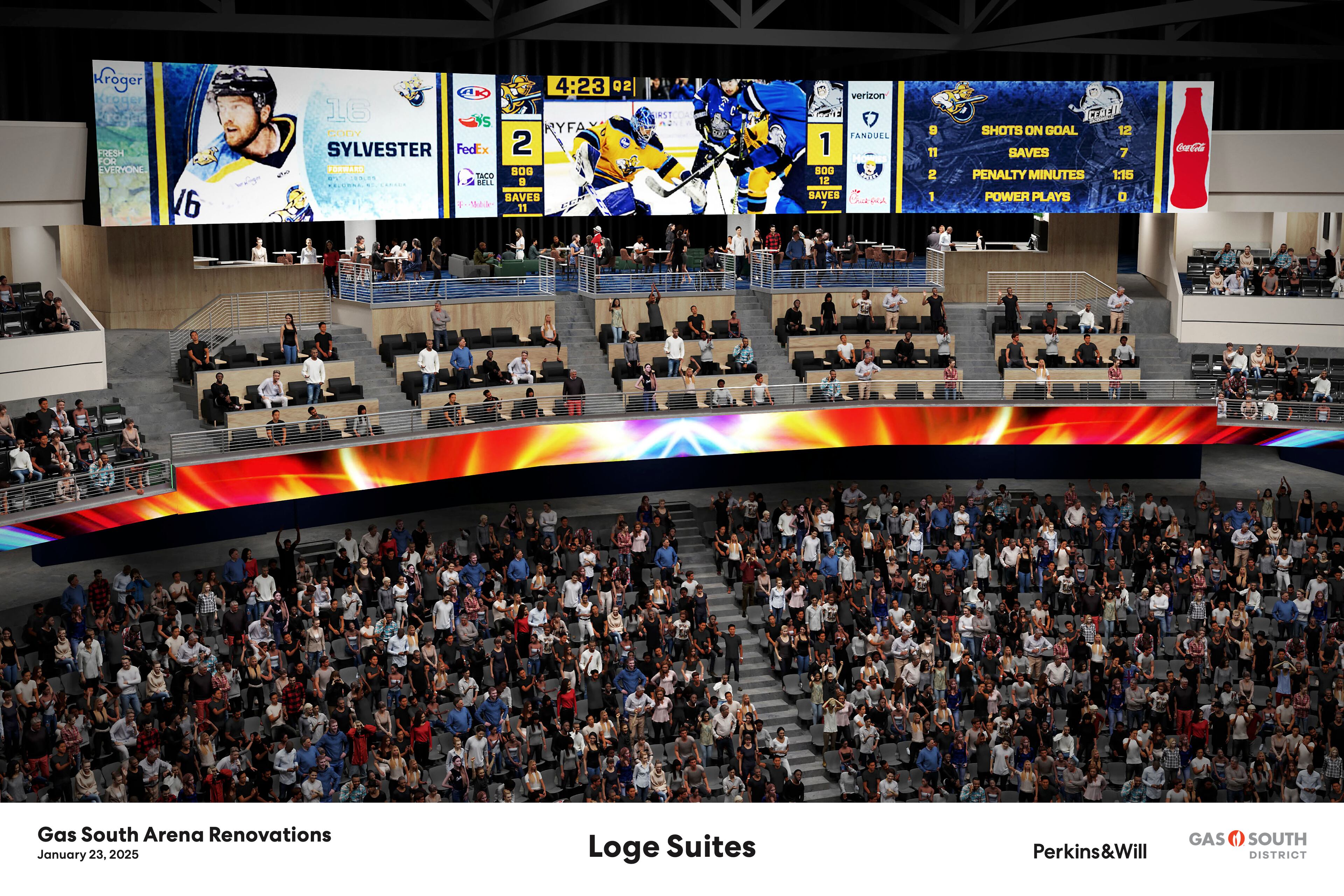 A large renovation campaign for Gas South Arena in Gwinnett County was announced in 2025, which is showcased in this rendering. (Courtesy of Gas South District)