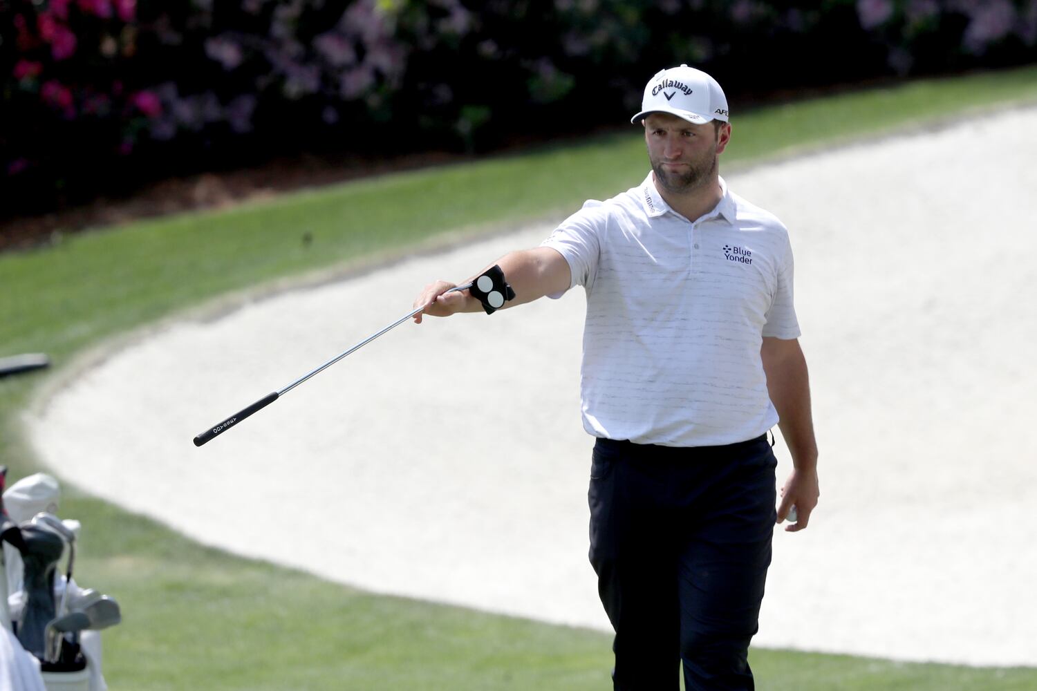 April 7, 2021, Augusta: Jon Rahm prepares to putt on the thirteenth hole during his practice round for the Masters at Augusta National Golf Club on Wednesday, April 7, 2021, in Augusta. Curtis Compton/ccompton@ajc.com