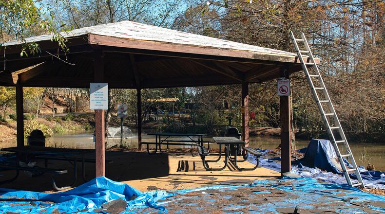 One of the pavilions under renovation at Newtown Park in Johns Creek. COURTESY CITY OF JOHNS CREEK