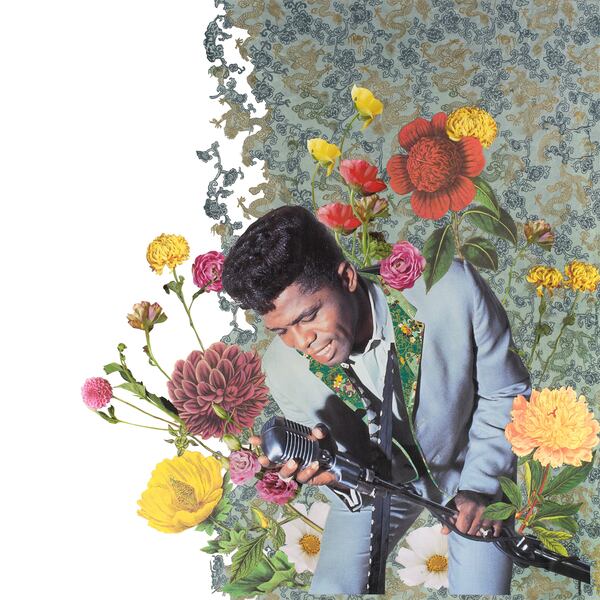 Marryam Moma’s “Soul Power” (2019) features James Brown, surrounded by bright, joyful blooms. Photo: Courtesy of Marryam Moma