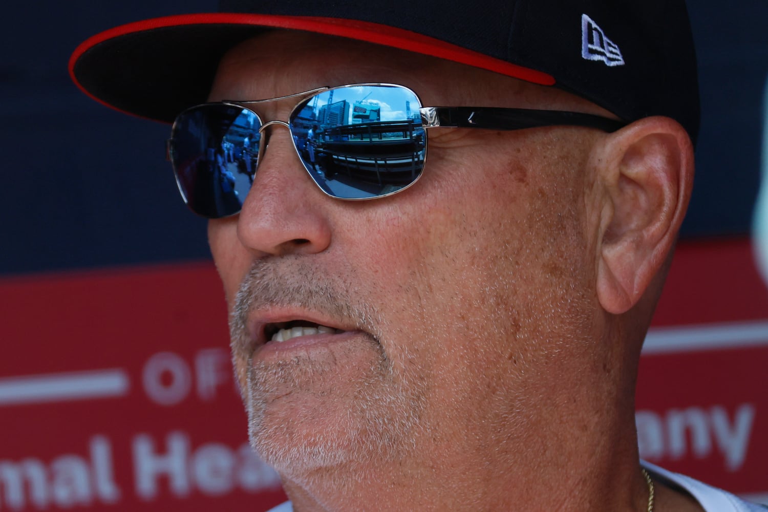 Atlanta Braves manager Brian Snitker (43) looks at the field before the Braves game against the Minnesota Twins at Truist Park on Sunday, April 20, 2025.
(Miguel Martinez/ AJC)