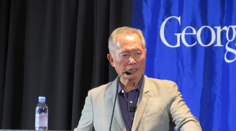 George Takei takes a few questions during a Georgia State University speech Thursday, February 9, 2017. CREDIT: Rodney Ho/ rho@ajc.com