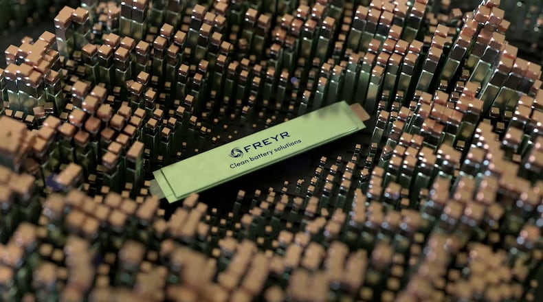 This is a lithium-ion battery cell produced by Freyr Battery.