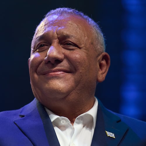 Gadi Eisenkot, former Israeli military Chief of Staff and leader of the centrist party Yashar ("Straight"), speaks at the Drom HaSharon Regional Council in Israel during the launch of his party's election campaign Tuesday, June 30, 2026. (AP Photo/Ariel Schalit